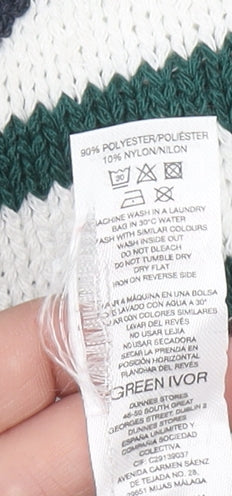 Gallery Womens Green White Striped Cardigan L Knit Button Jumper