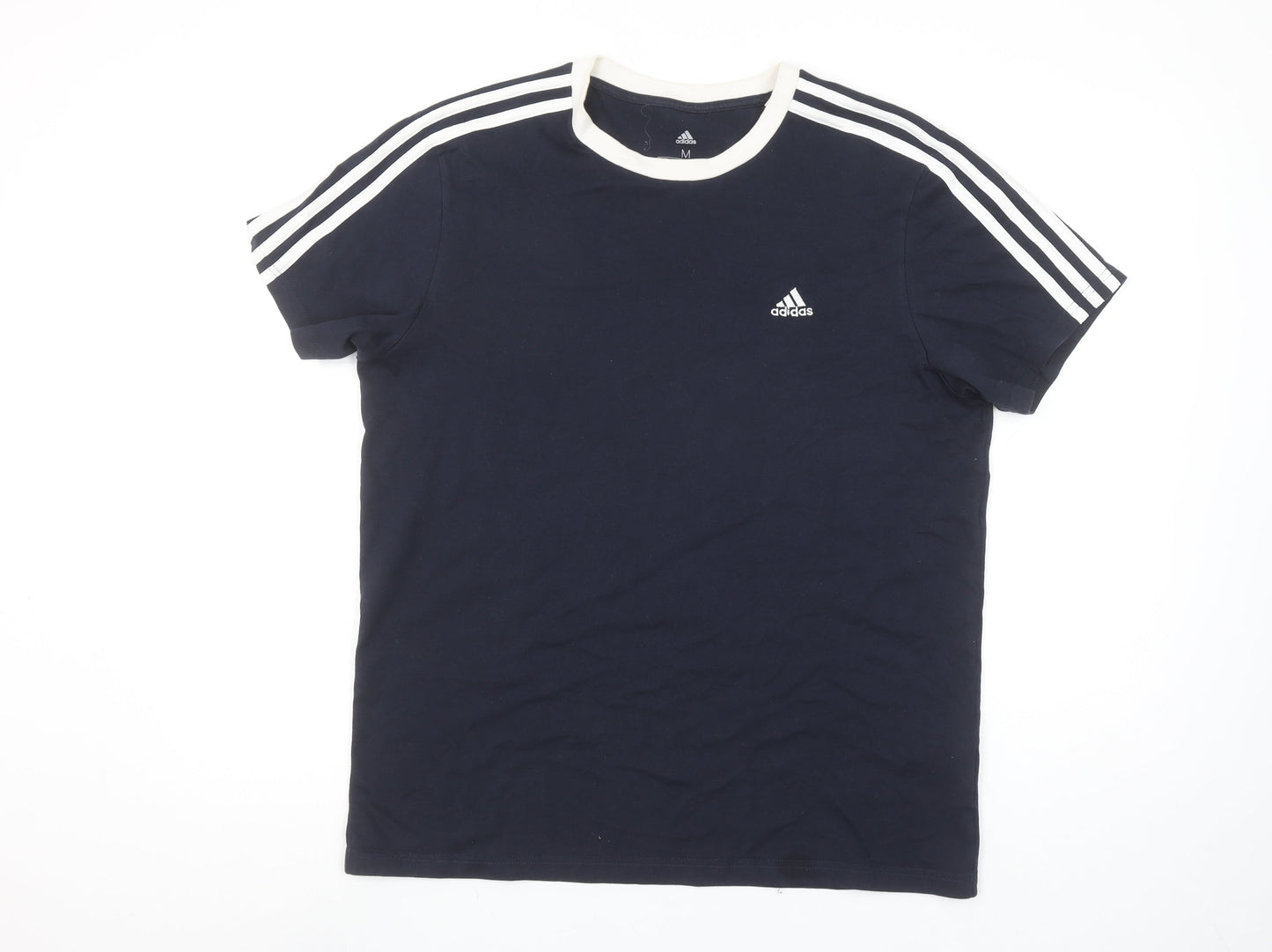 Adidas Women Blue Short Sleeve Crew Neck Cotton T-Shirt Size M