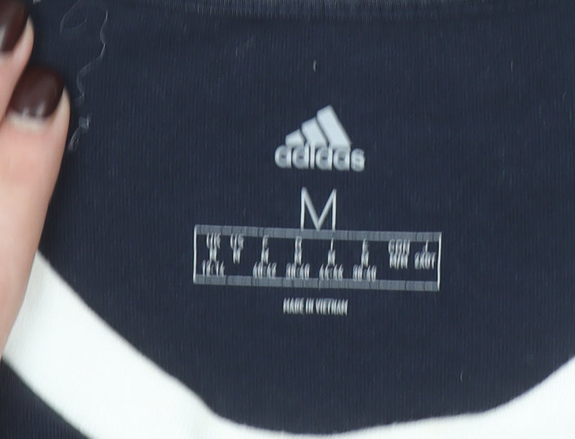 Adidas Women Blue Short Sleeve Crew Neck Cotton T-Shirt Size M