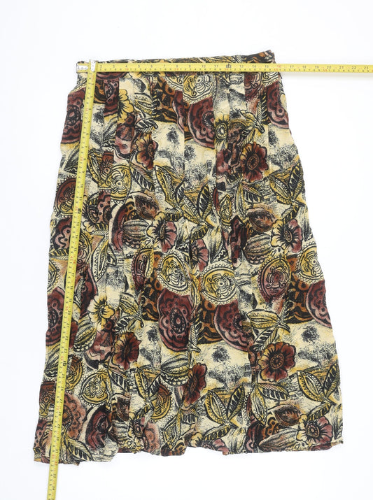 Windsmoor Women’s Multicoloured Floral Midi A-Line Skirt Size 14