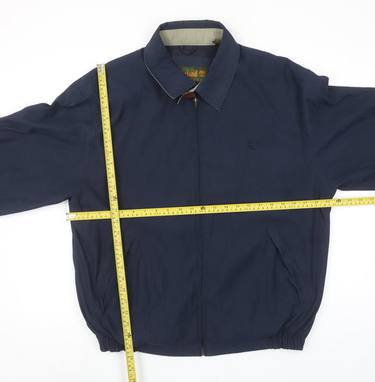 Timberland Mens Blue Cotton Bomber Jacket M Classic Casual