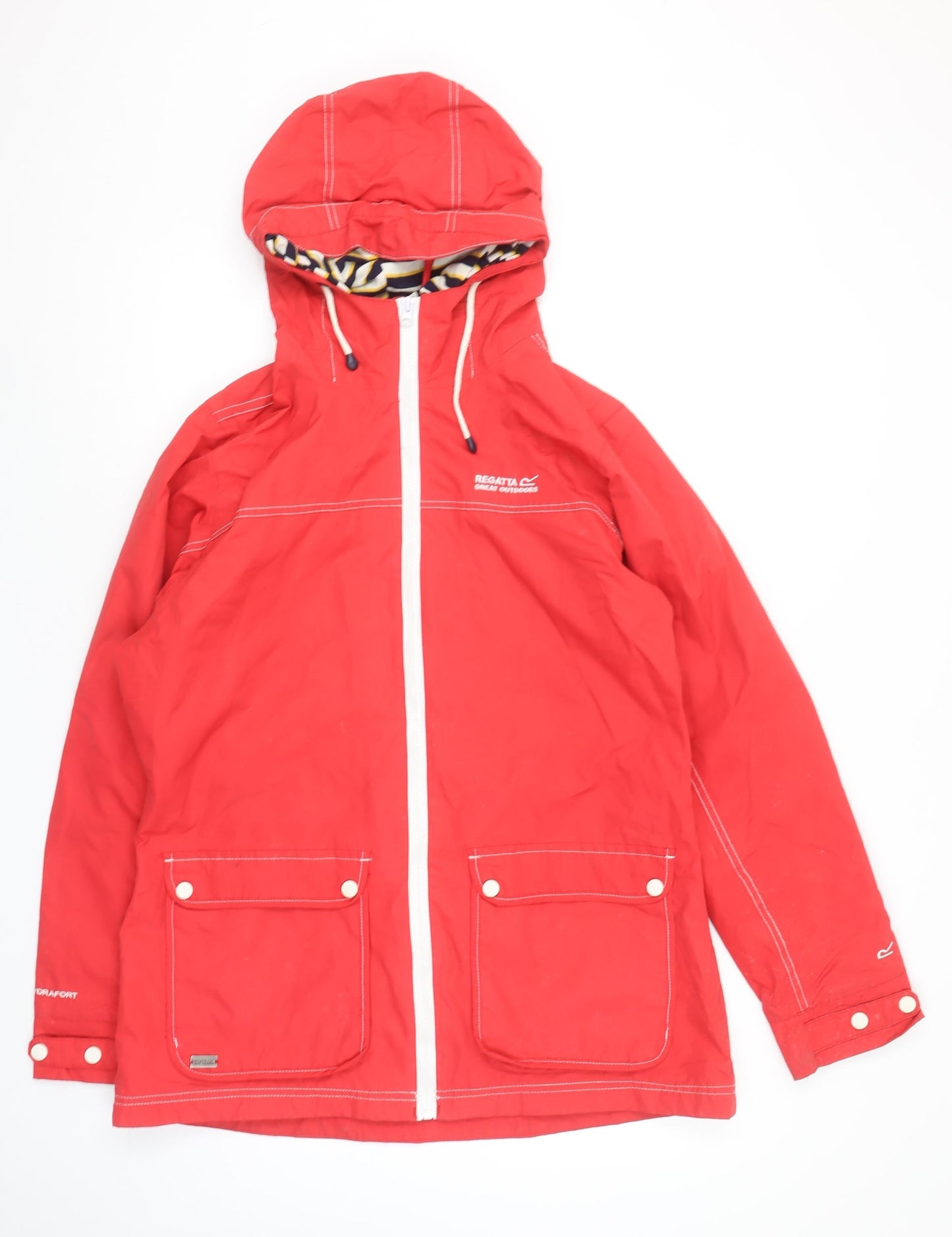 Regatta Womens Red Hooded Waterproof Rain Coat Jacket UK 16