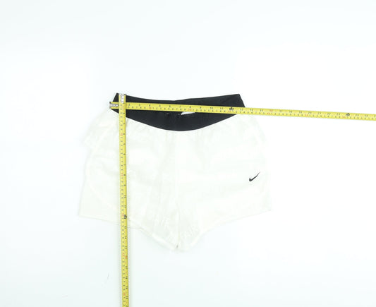 Nike Women White Running Shorts M Lightweight Polyester Gym