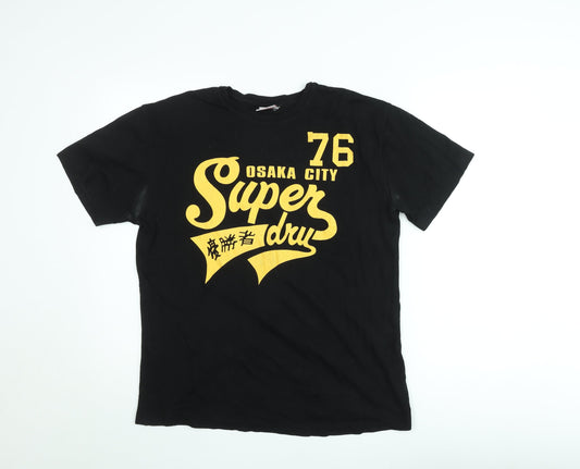 Superdry Men's Black XXL Osaka City Vintage Graphic T-Shirt