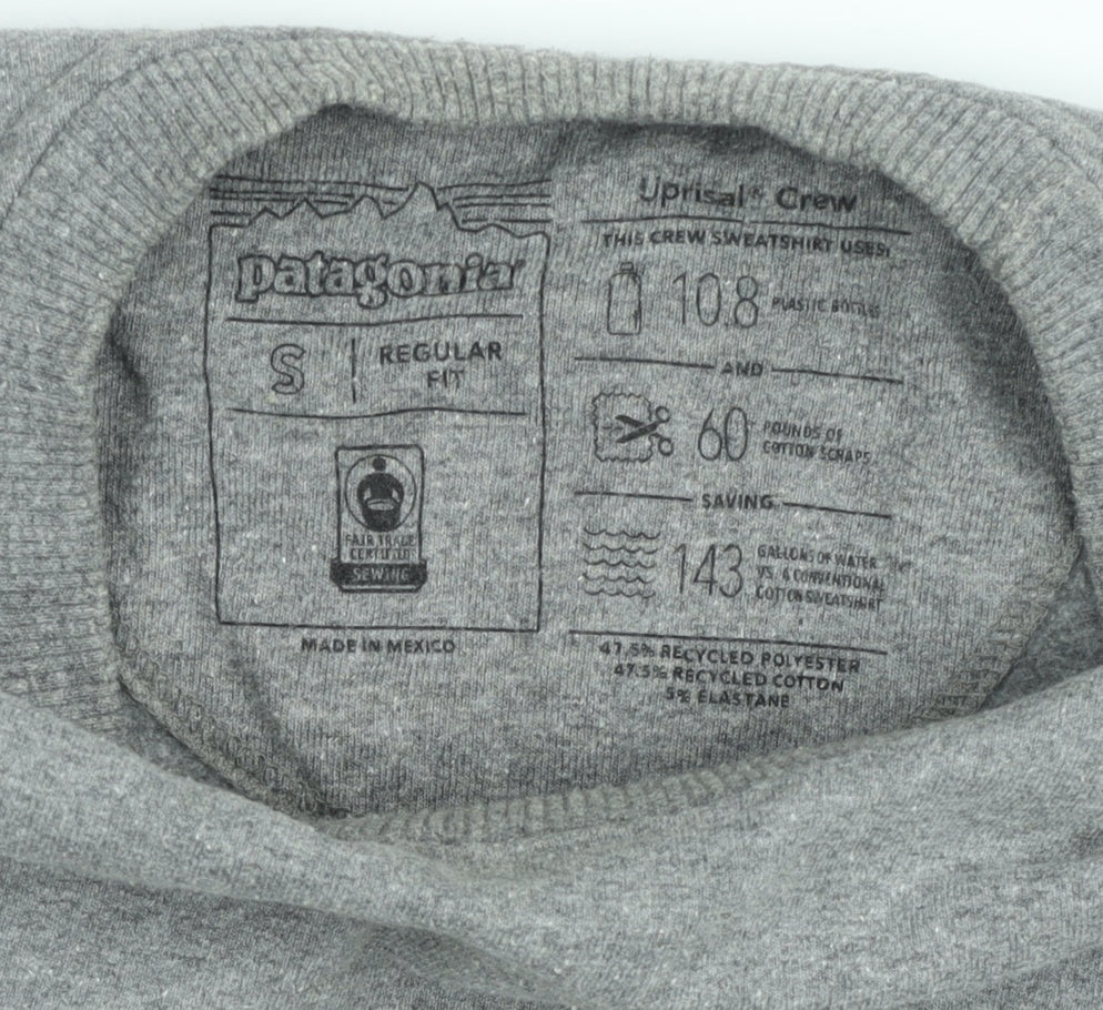 Patagonia Men's Grey Regular Fit Crew Neck Sweatshirt Small
