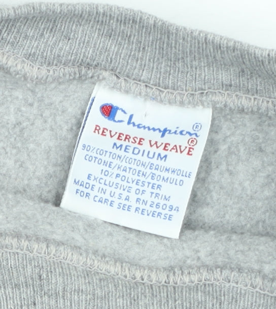Champion Reverse Weave Grey Sweatshirt Women M Crew Neck Cotton Blend