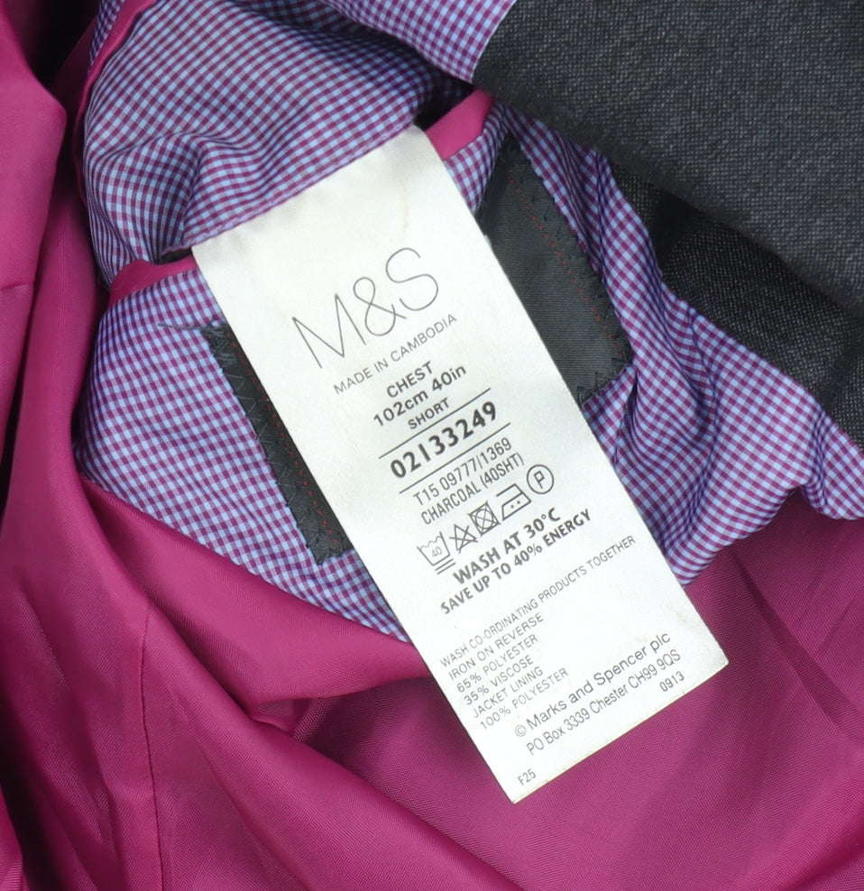 Marks and Spencer Men's Grey 40 Short Regular Fit Suit Jacket