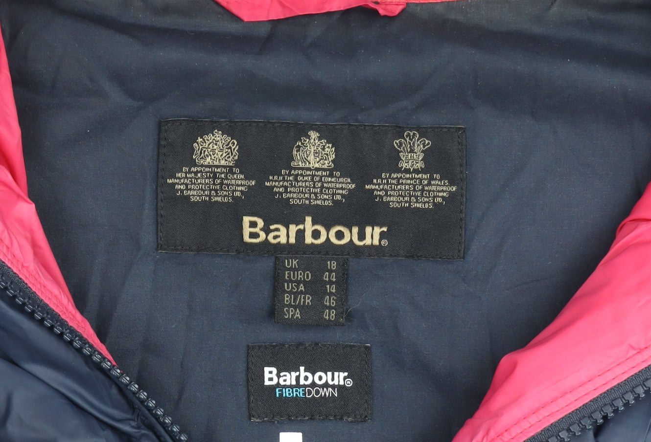 Barbour Women’s Blue Hooded Quilted FibreDown Puffer Waistcoat Size 18