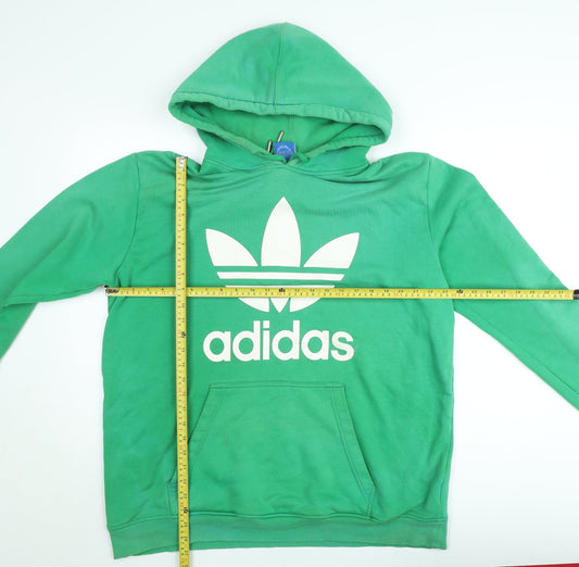 Adidas Men's Green Pullover Hoodie Size L Trefoil Logo Sweatshirt