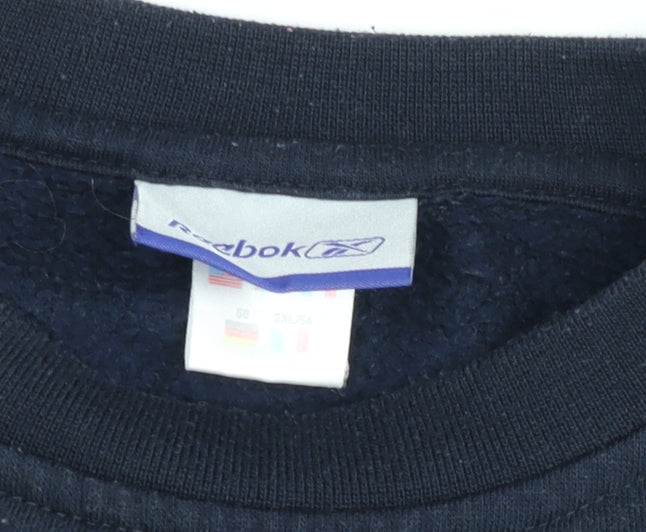 Reebok Men Black 2XL Pullover Sweatshirt Logo Crew Neck Fleece