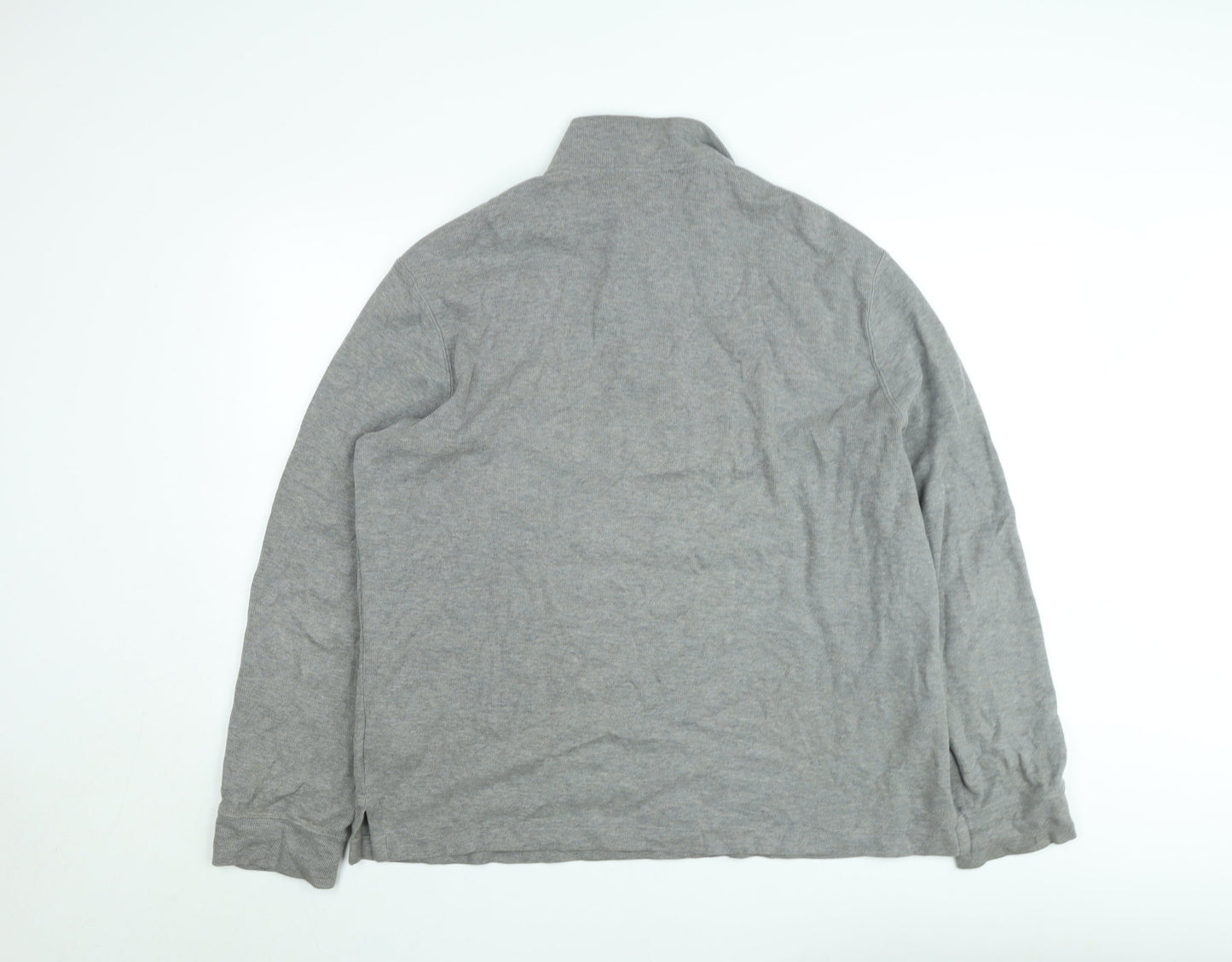 Ralph Lauren Men's Grey 1/4 Zip Long Sleeve Cotton Sweatshirt L