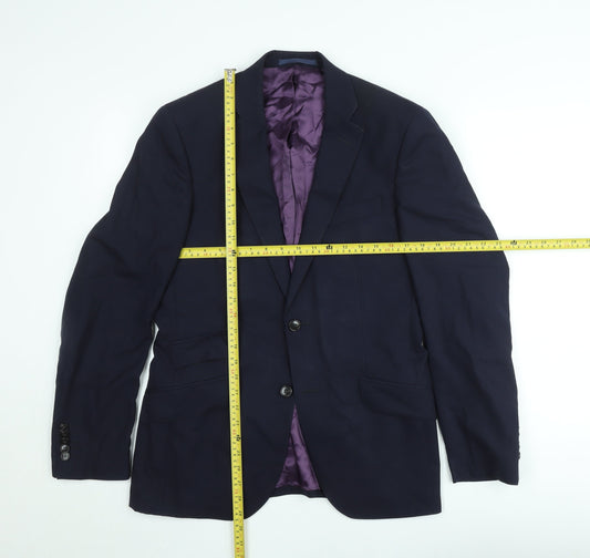 REDA Men's Blue 38R Wool Single-Breasted Blazer Jacket