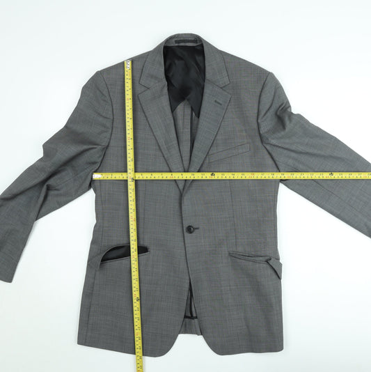 Reiss Men's Grey Check Wool Suit Jacket 36R Classic Formal