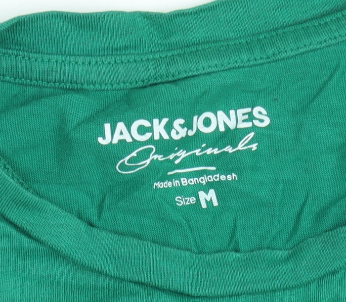 Jack & Jones Mens Green M La Riviera Originals Cotton T-Shirt
