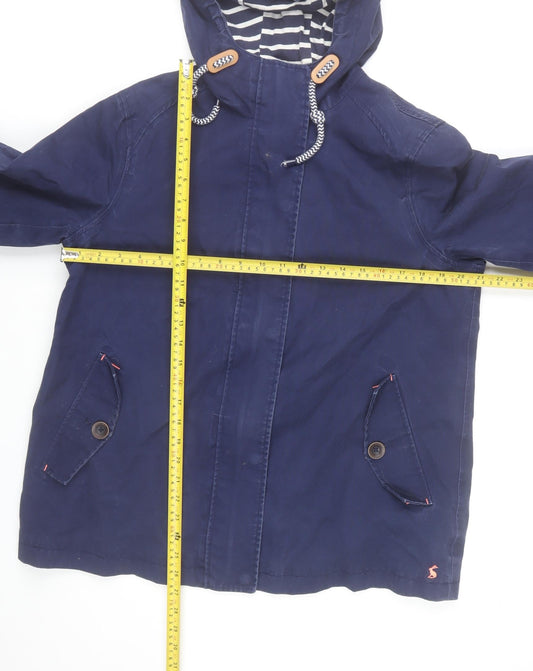 Joules Women's Blue Waterproof Hooded Rain Jacket UK 14