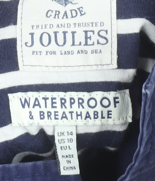 Joules Women's Blue Waterproof Hooded Rain Jacket UK 14