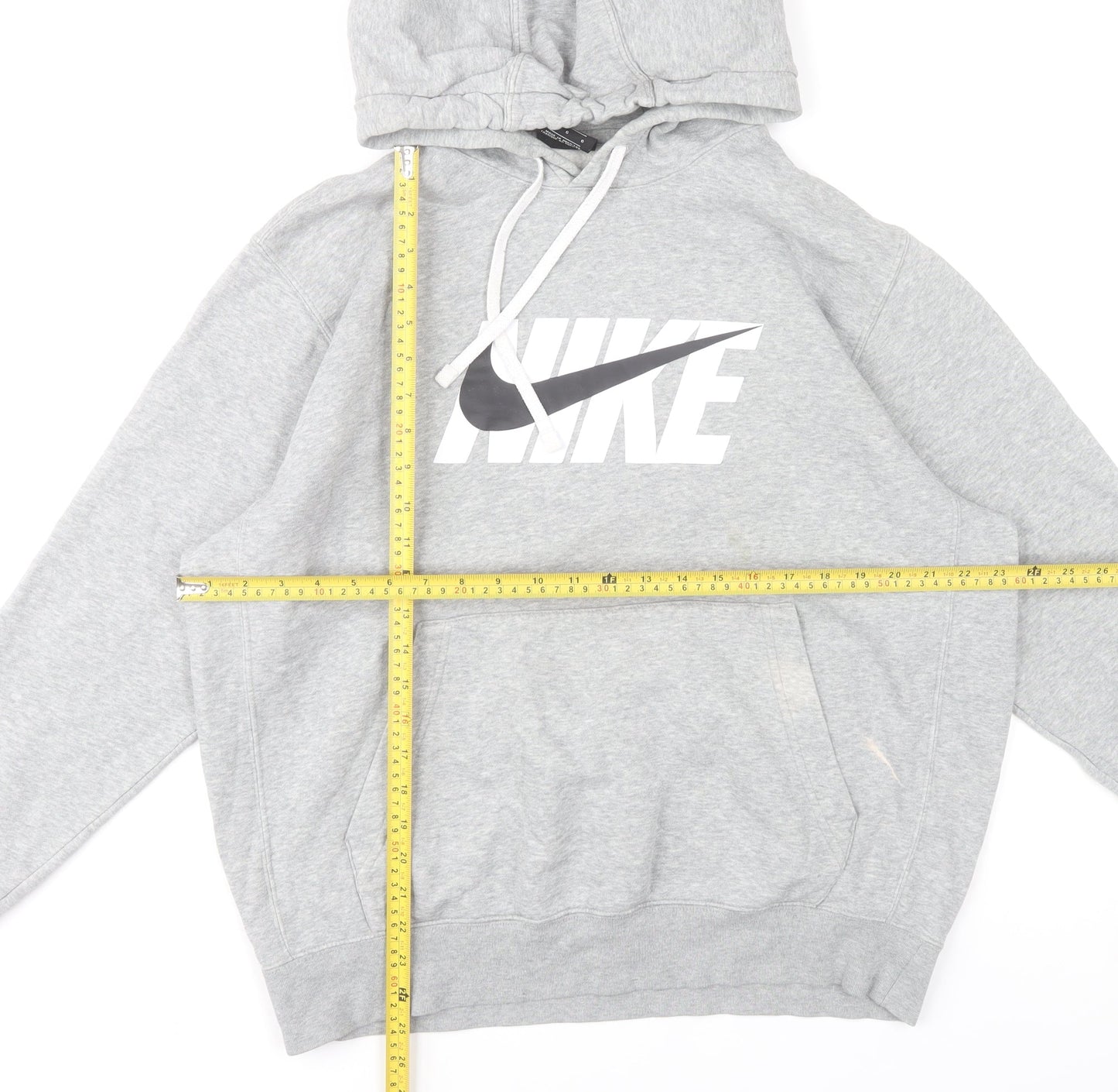 Nike Mens Grey Pullover Hoodie L Sports Graphic Fleece Sweatshirt