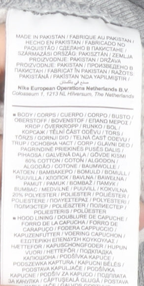 Nike Mens Grey Pullover Hoodie L Sports Graphic Fleece Sweatshirt