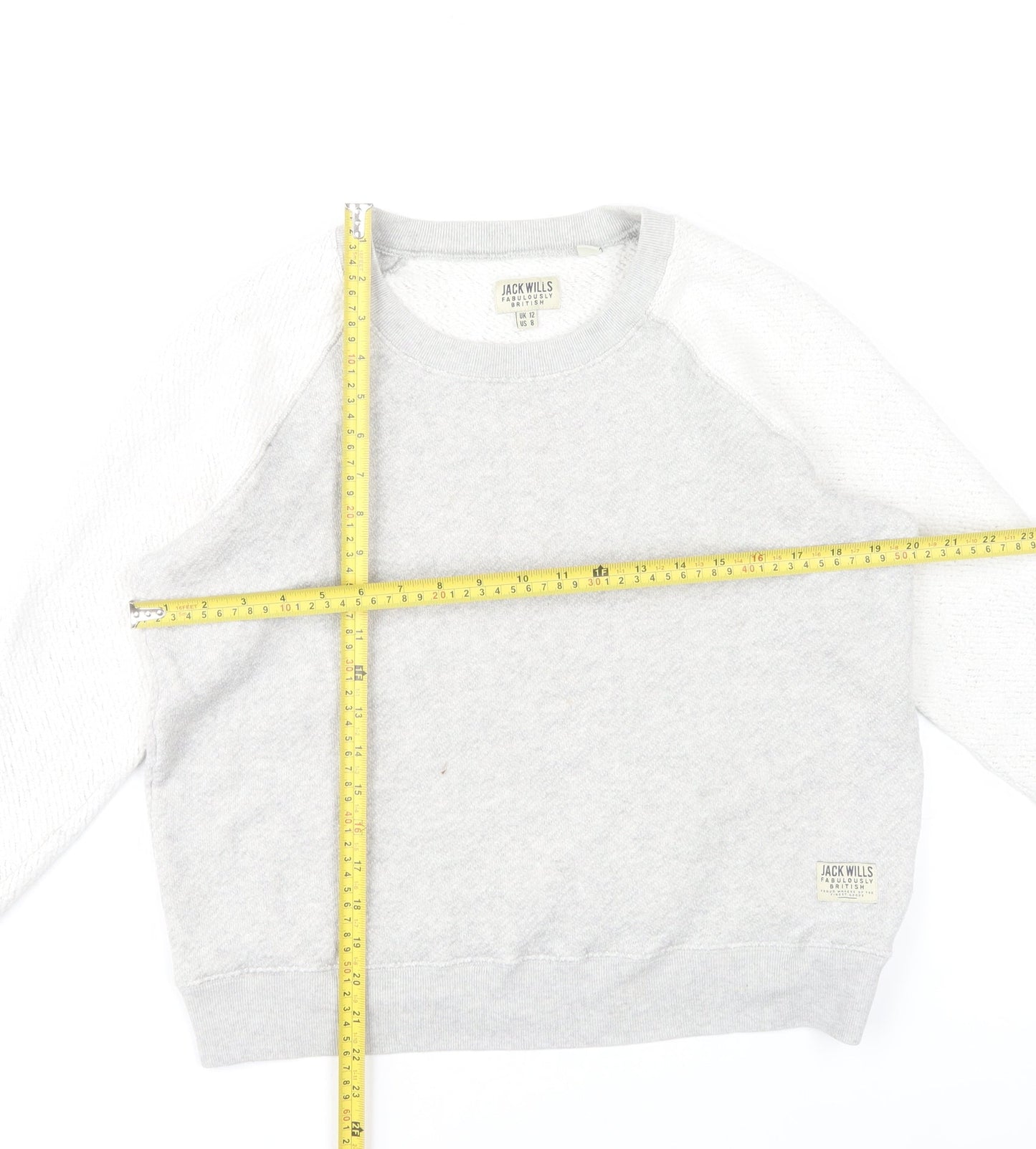 Jack Wills Women’s Grey Sweatshirt UK 12 Cotton Blend Crew Neck