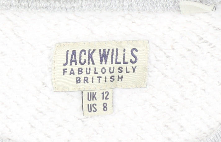 Jack Wills Women’s Grey Sweatshirt UK 12 Cotton Blend Crew Neck