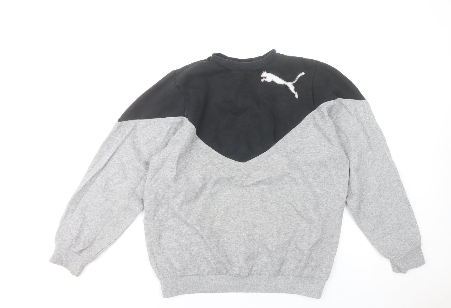 Puma Womens Grey & Black Pullover Sweatshirt Size 10 Cotton Blend