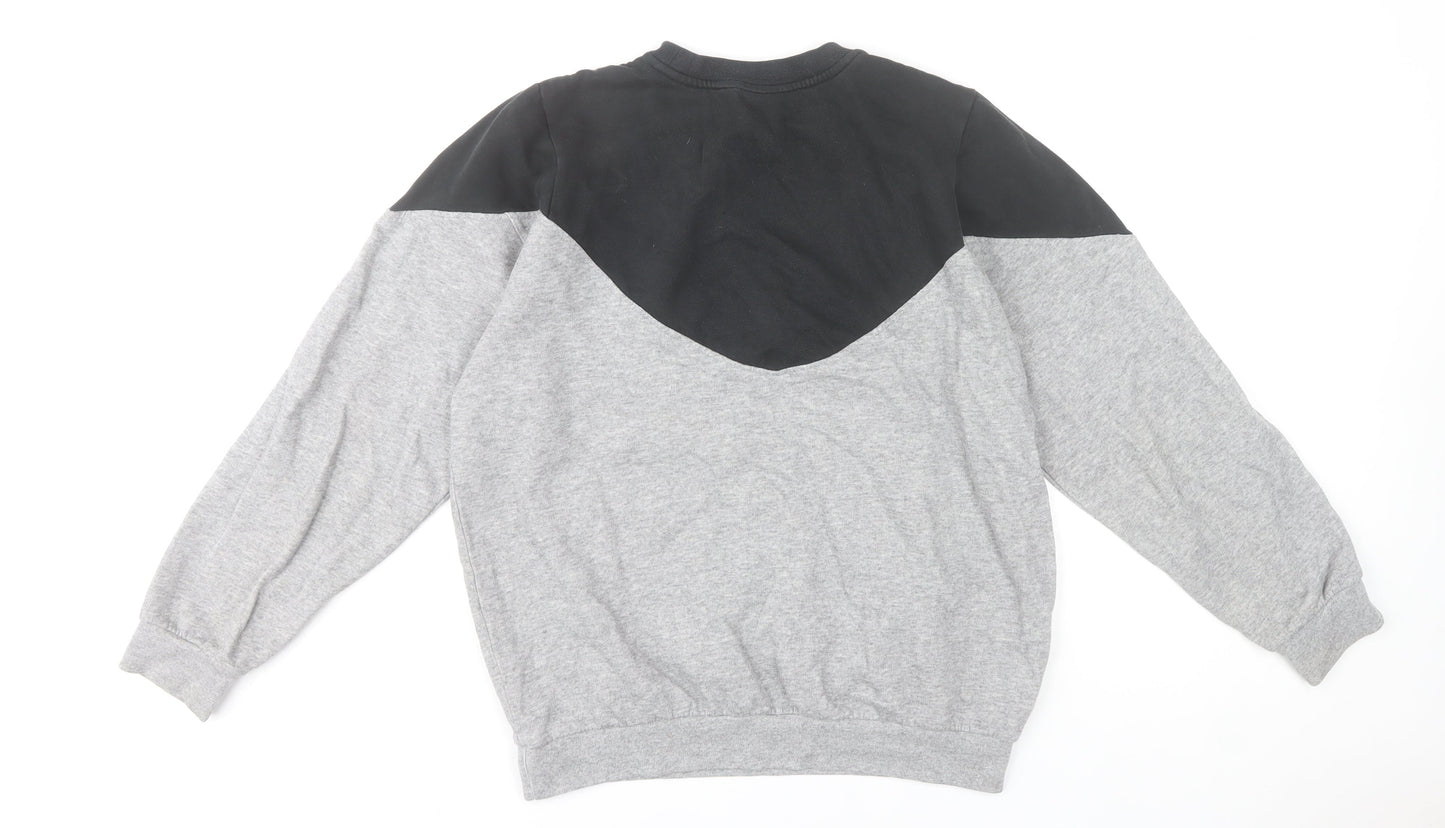 Puma Womens Grey & Black Pullover Sweatshirt Size 10 Cotton Blend