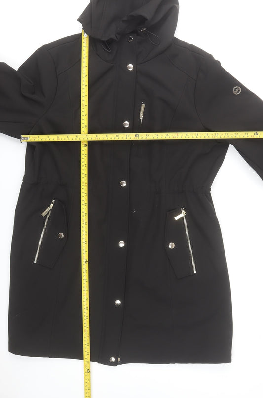 Michael Kors Womens Black Hooded Parka Coat XL Long Softshell