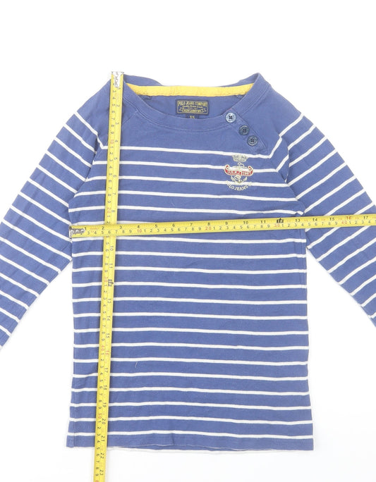 Ralph Lauren Polo Jeans Company Blue Striped Long Sleeve Cotton Top XS