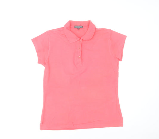 Lyle & Scott Women’s Coral Pink Polo Shirt Size L Cotton Blend
