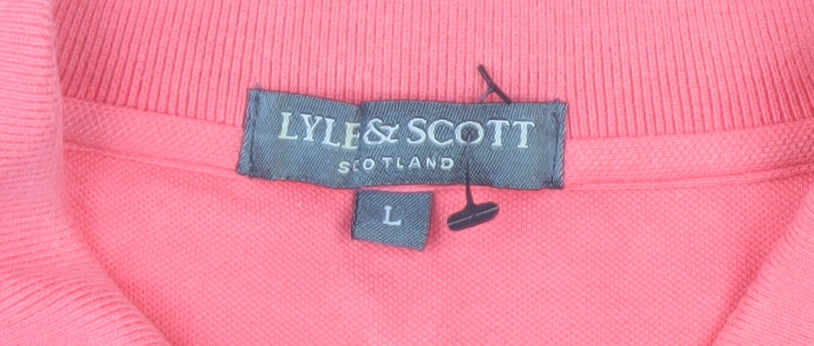 Lyle & Scott Women’s Coral Pink Polo Shirt Size L Cotton Blend