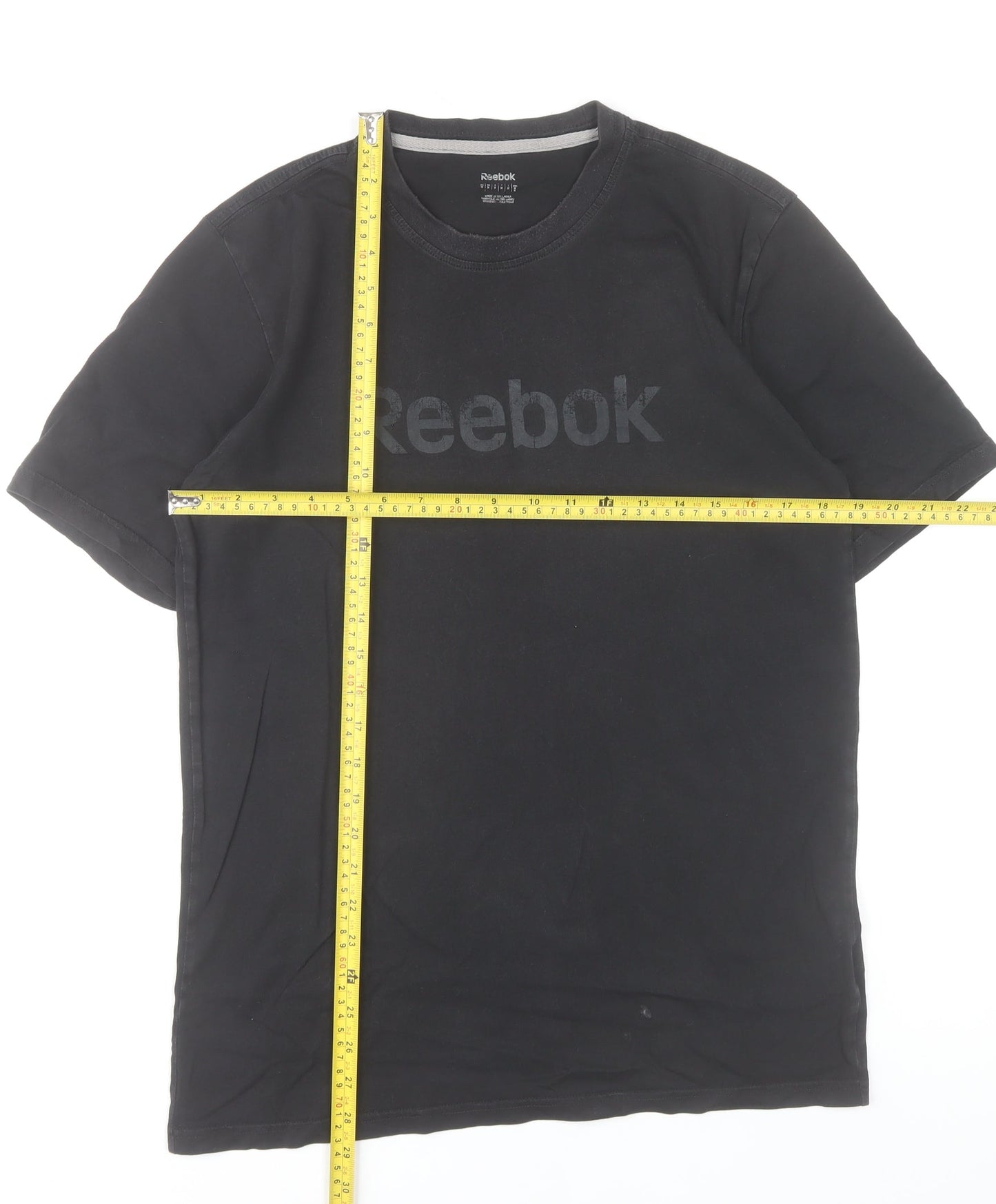 Reebok Men’s Black Cotton Crew Neck Short Sleeve Sports T-Shirt M