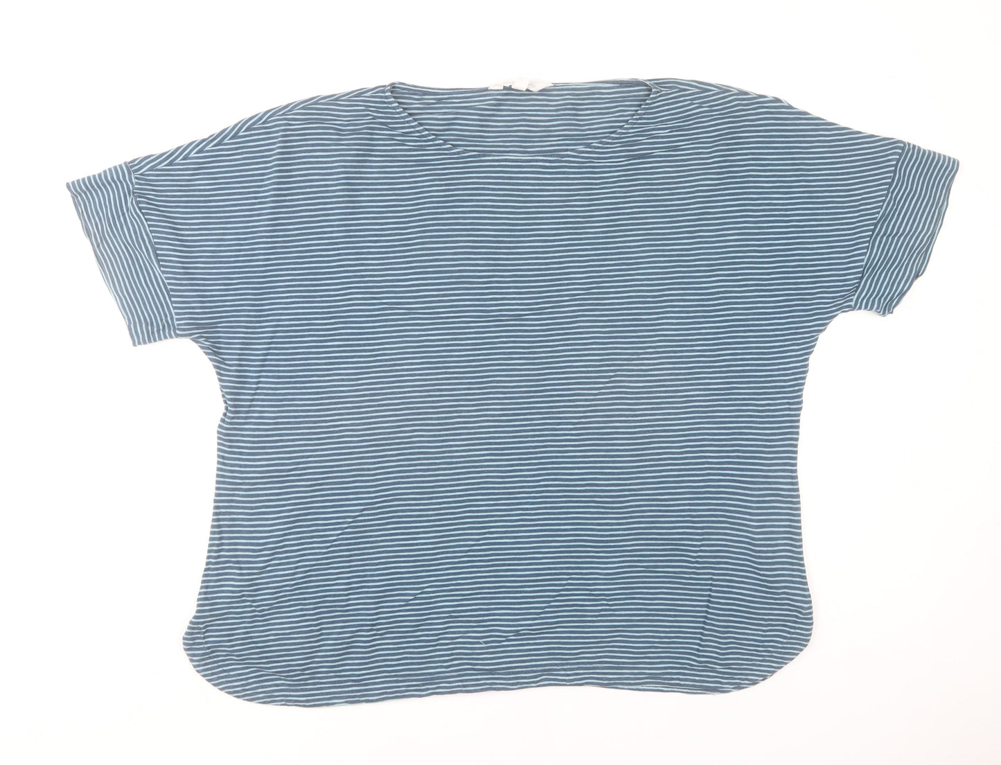 Seasalt Cornwall Women Blue Striped Cotton Jersey Short Sleeve Top UK 20