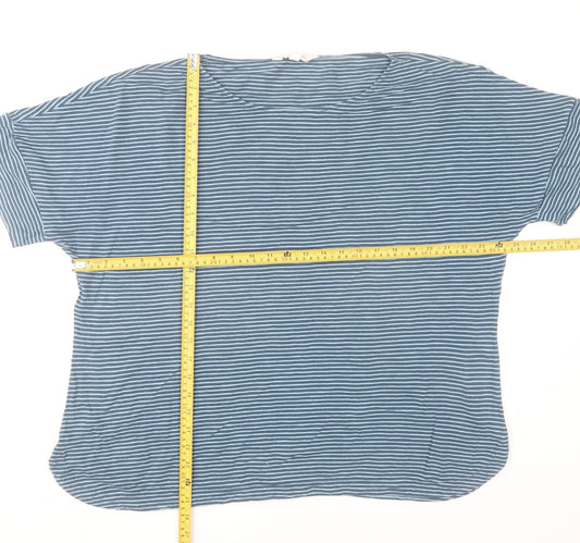 Seasalt Cornwall Women Blue Striped Cotton Jersey Short Sleeve Top UK 20