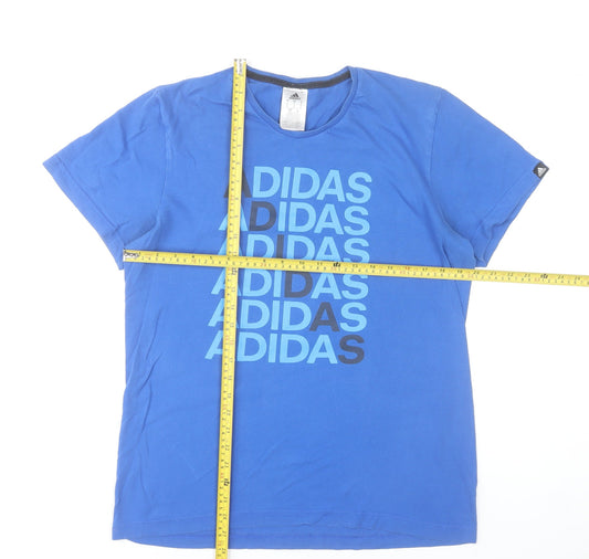 Adidas Men's Blue Small Graphic Logo Sports T-Shirt