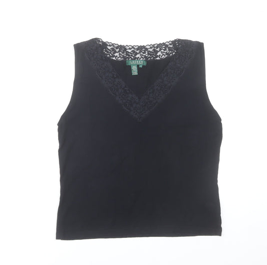 Ralph Lauren Women’s Black Lace Trim Camisole Tank Top Size L