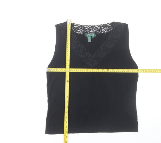 Ralph Lauren Women’s Black Lace Trim Camisole Tank Top Size L