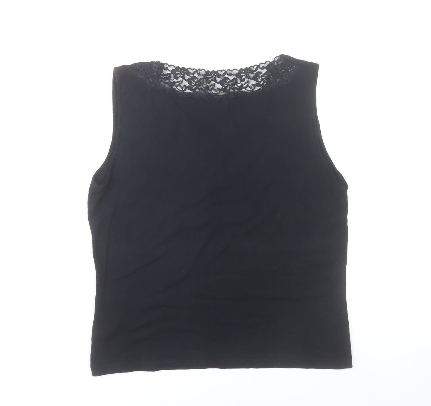 Ralph Lauren Women’s Black Lace Trim Camisole Tank Top Size L