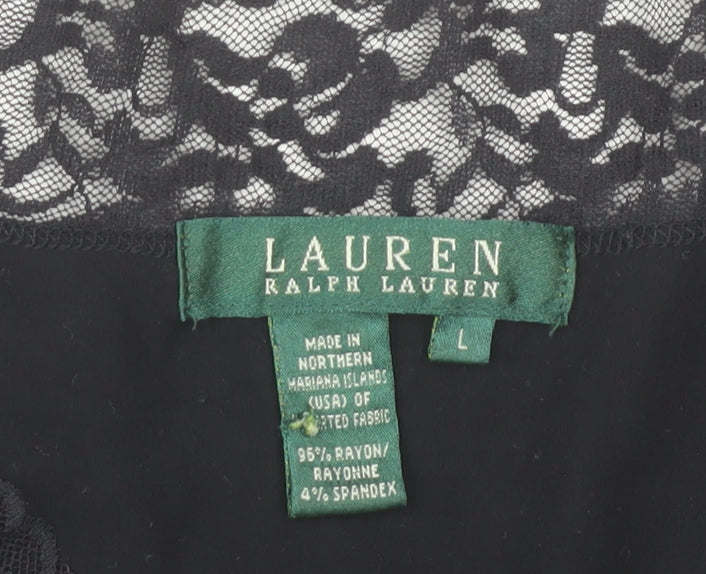 Ralph Lauren Women’s Black Lace Trim Camisole Tank Top Size L