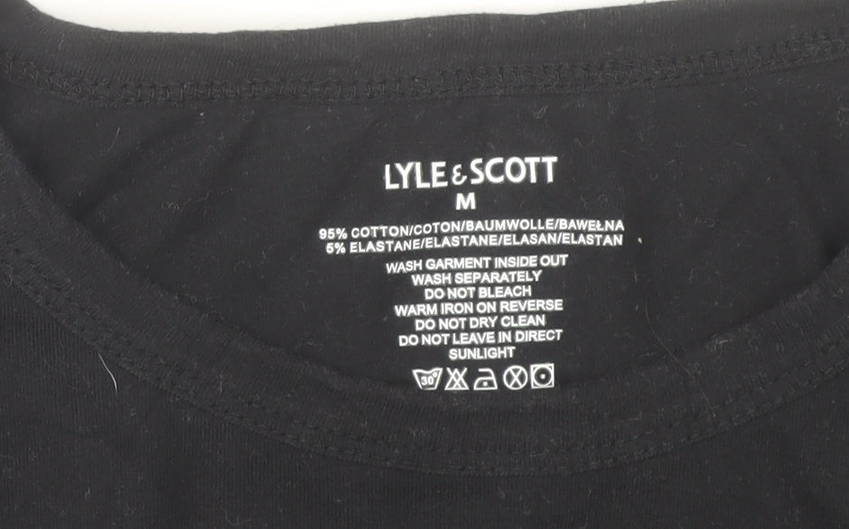 Mens UK Size M Lyle & Scott Black Cotton Blend T-Shirt