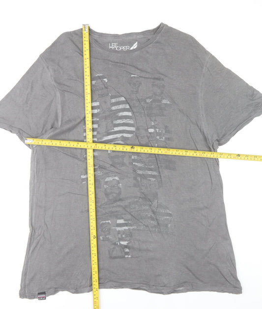 Lee Cooper Unisex Adults Grey 2XL Basic Cotton Crew Neck T-Shirt