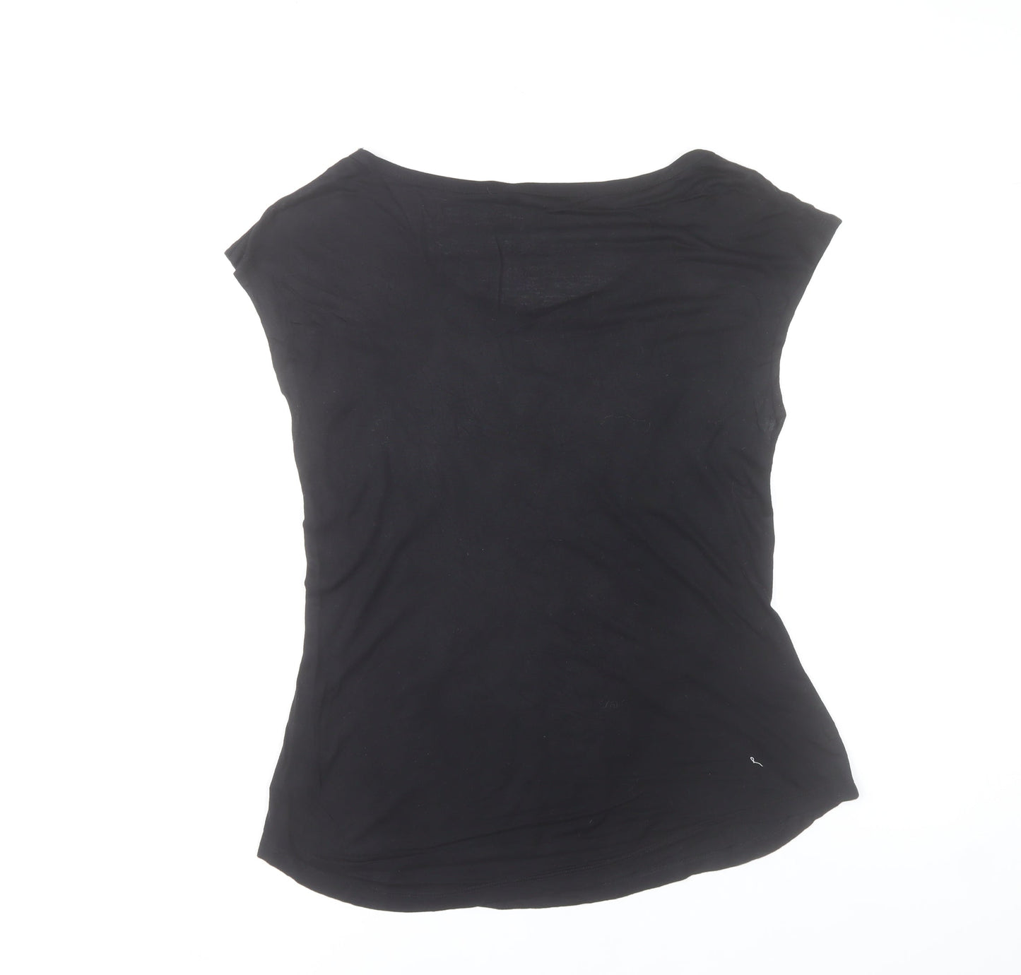 Firetrap Womens Black Scoop Neck Glitter Graphic T-Shirt Size S