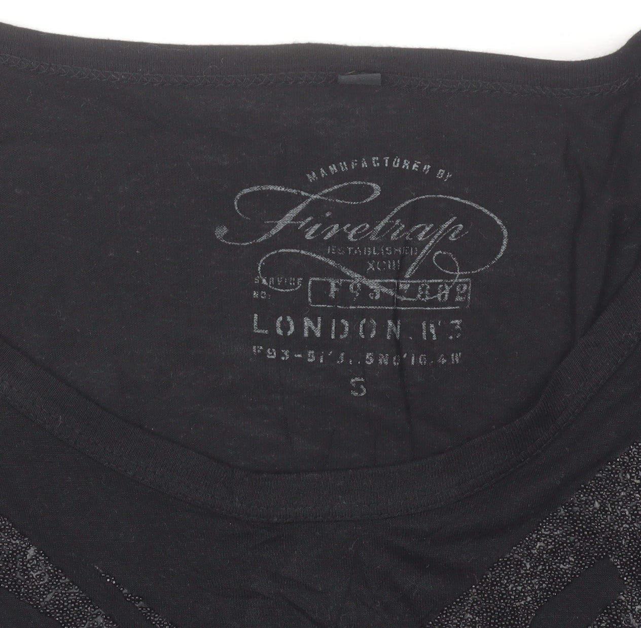 Firetrap Womens Black Scoop Neck Glitter Graphic T-Shirt Size S