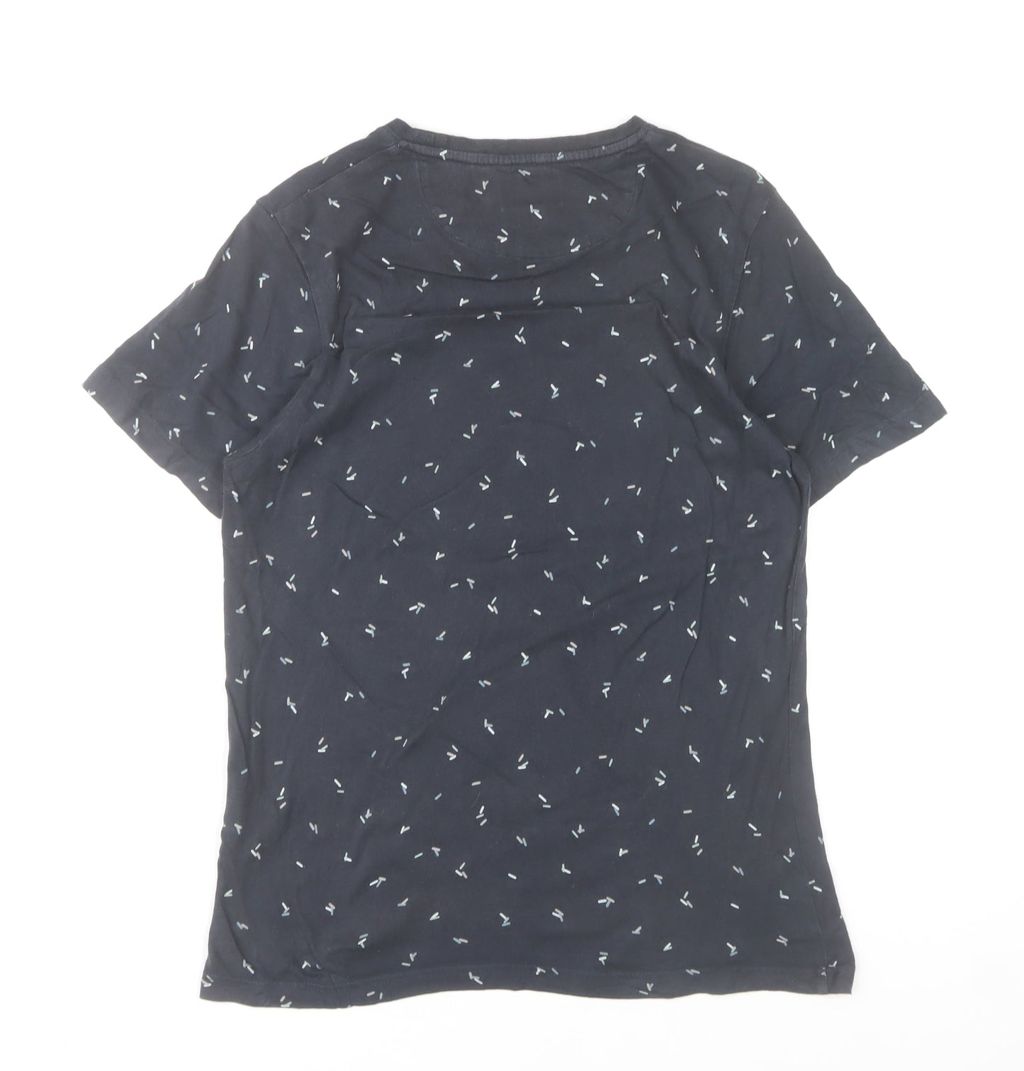 Farah Men's Navy Blue Small Graphic Print Crew Neck Cotton T-Shirt