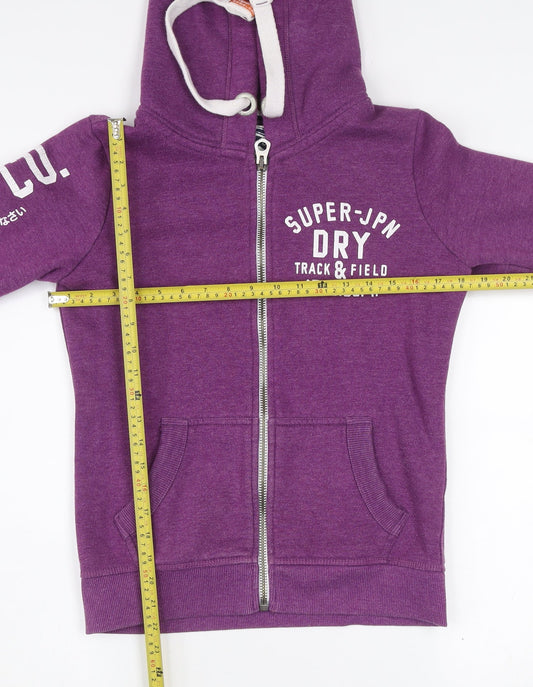 Superdry Women Purple Hooded Full Zip Logo Jacket Size S