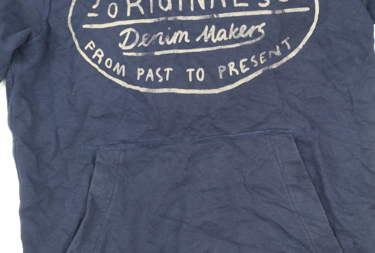 Jack & Jones Originals Men’s Blue Pullover Hoodie Size S Logo Zip Design