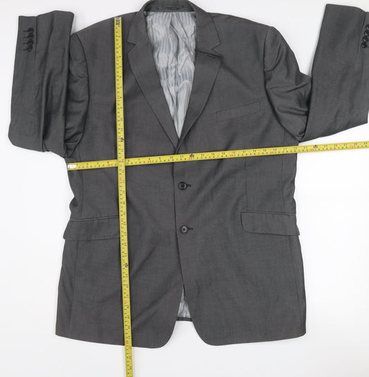 Burton Men's Grey Suit Jacket 46R Two-Button Classic Fit