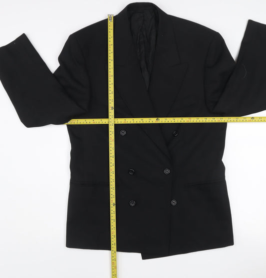 Burton Menswear Black Double-Breasted Suit Jacket 38in Short