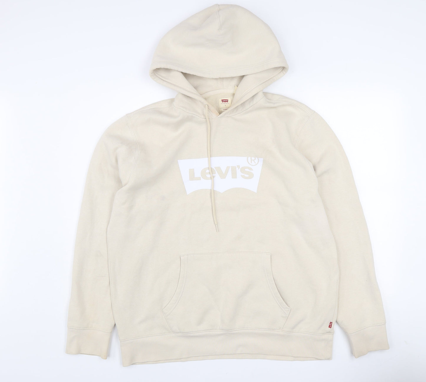 Levi's Women Beige Logo Hoodie L Cotton Blend Pullover