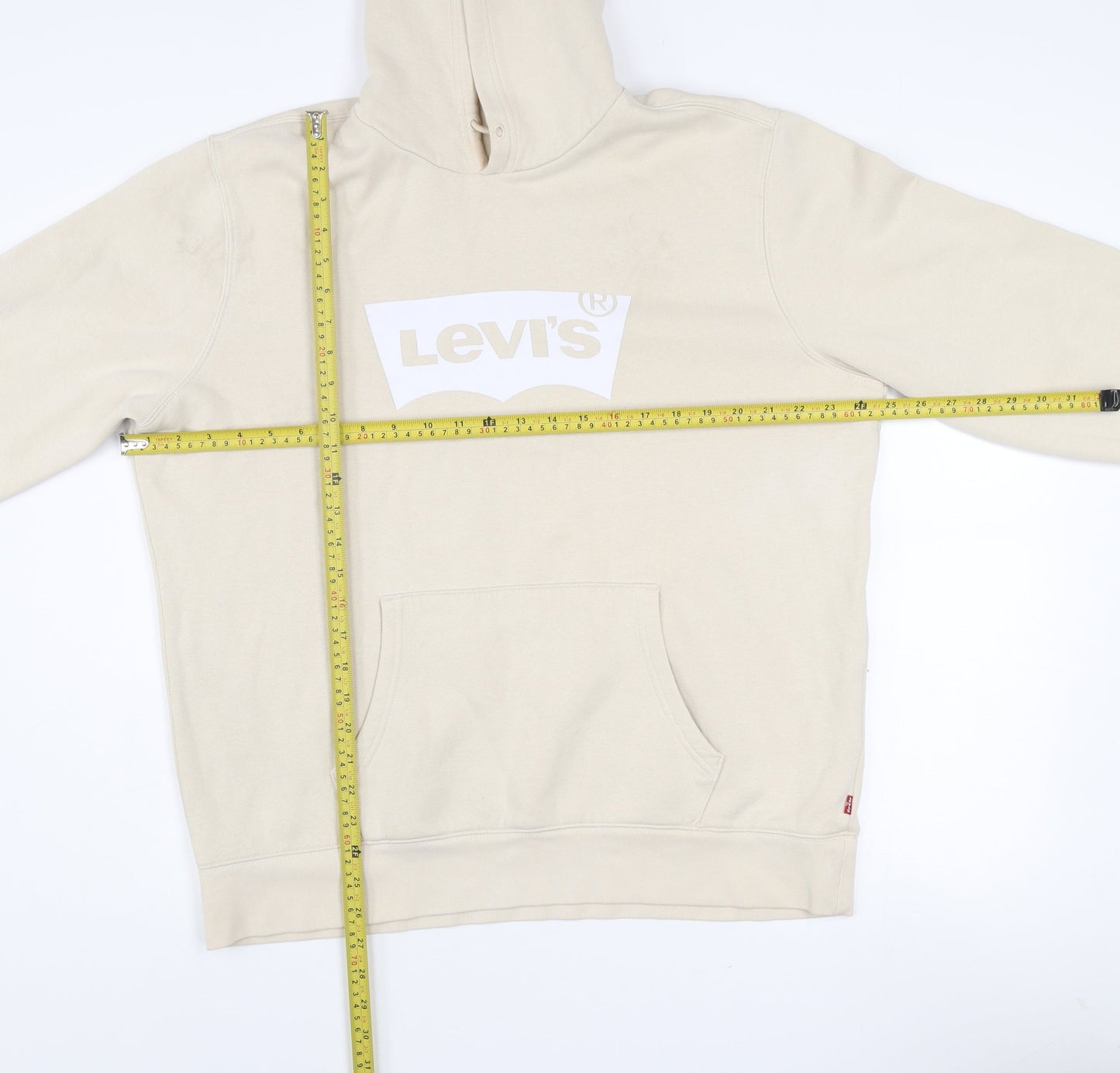 Levi's Women Beige Logo Hoodie L Cotton Blend Pullover