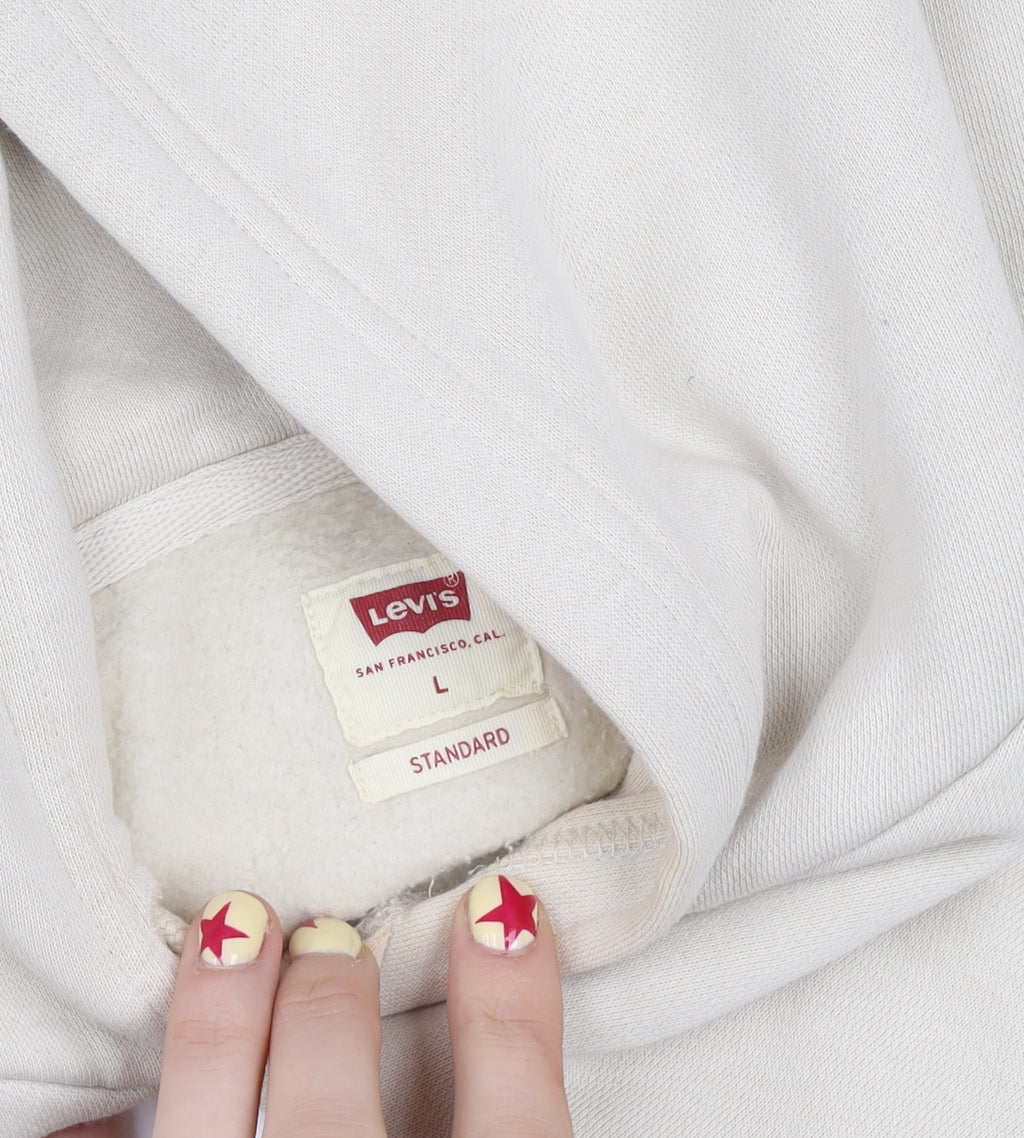 Levi's Women Beige Logo Hoodie L Cotton Blend Pullover